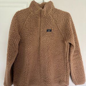 Abercrombie & Fitch Sherpa Quarter Zip; Size: L; Color: Tan